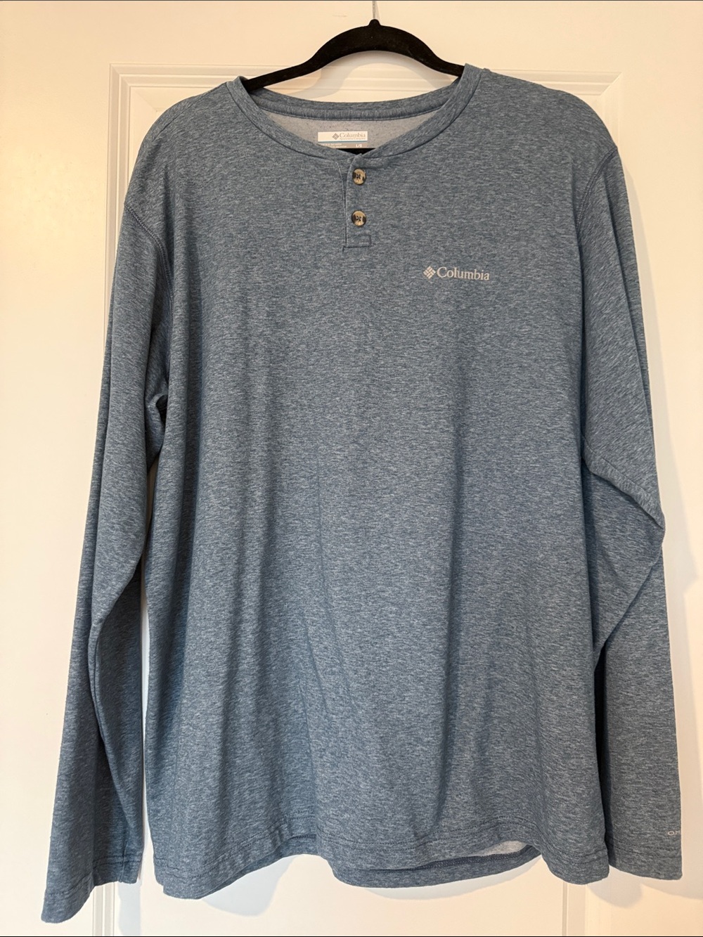 Columbia Men's Long-Sleeve Henley Shirt - Heathered Light Blue